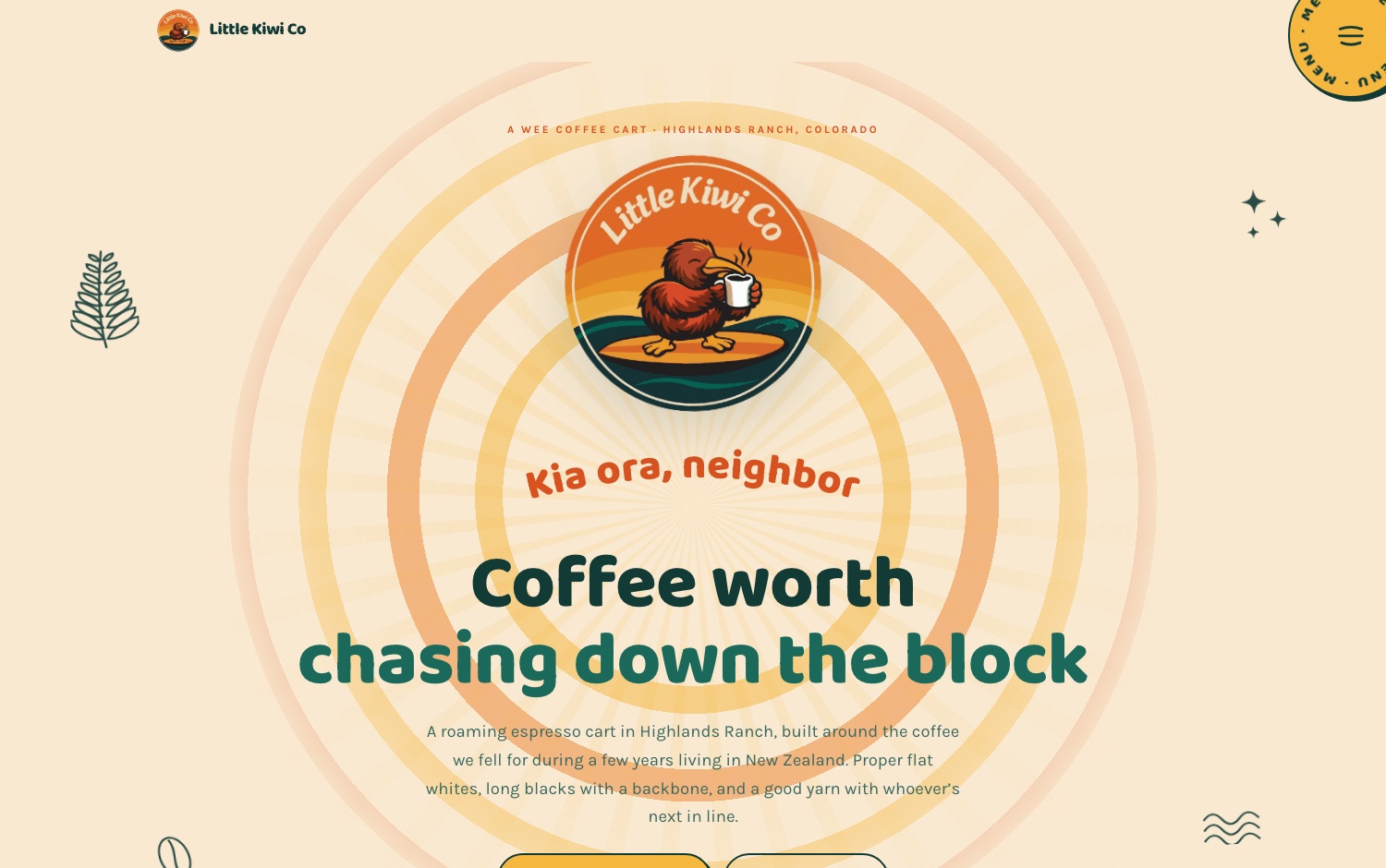 Little Kiwi Co coffee cart website